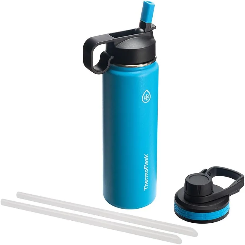 thermoflask-stainless-steel-water-bottle-with-2-straws-2-lids-silicone-spout-blue-color-bottle